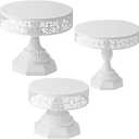 White Cake Stand Set - 3 Pcs Metal Cupcake Holders for Dessert Table Round Gorgeous Dessert Display Stands Trays Set for Wedding, Birthday, Tea Party