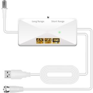 TV Antenna Amplifier, Indoor Antenna Signal Booster, 25dB High Gain Powerful Digital Antennas Booster, Clear Up Pixelated Amplifier, Adjustable Reception Range, Suit for All TV Antennas (White)