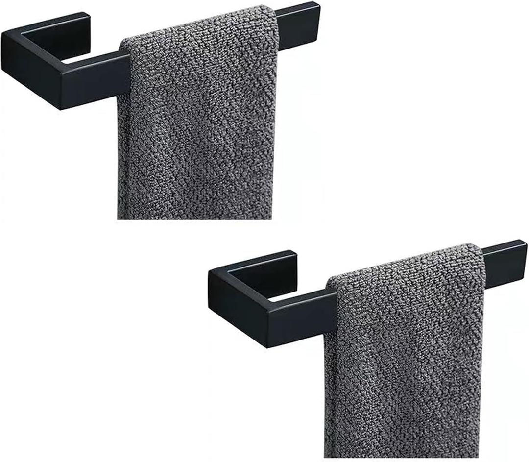 JOPOFI 2-Piece Hand Towel Holder, Towel Ring - Thicken SUS 304 Stainless Steel Towel Holder for Bathroom Wall, 8" Rectangular Modern Design Hand Towel Bar, Contemporary Hand Towel Rack - Matte Black