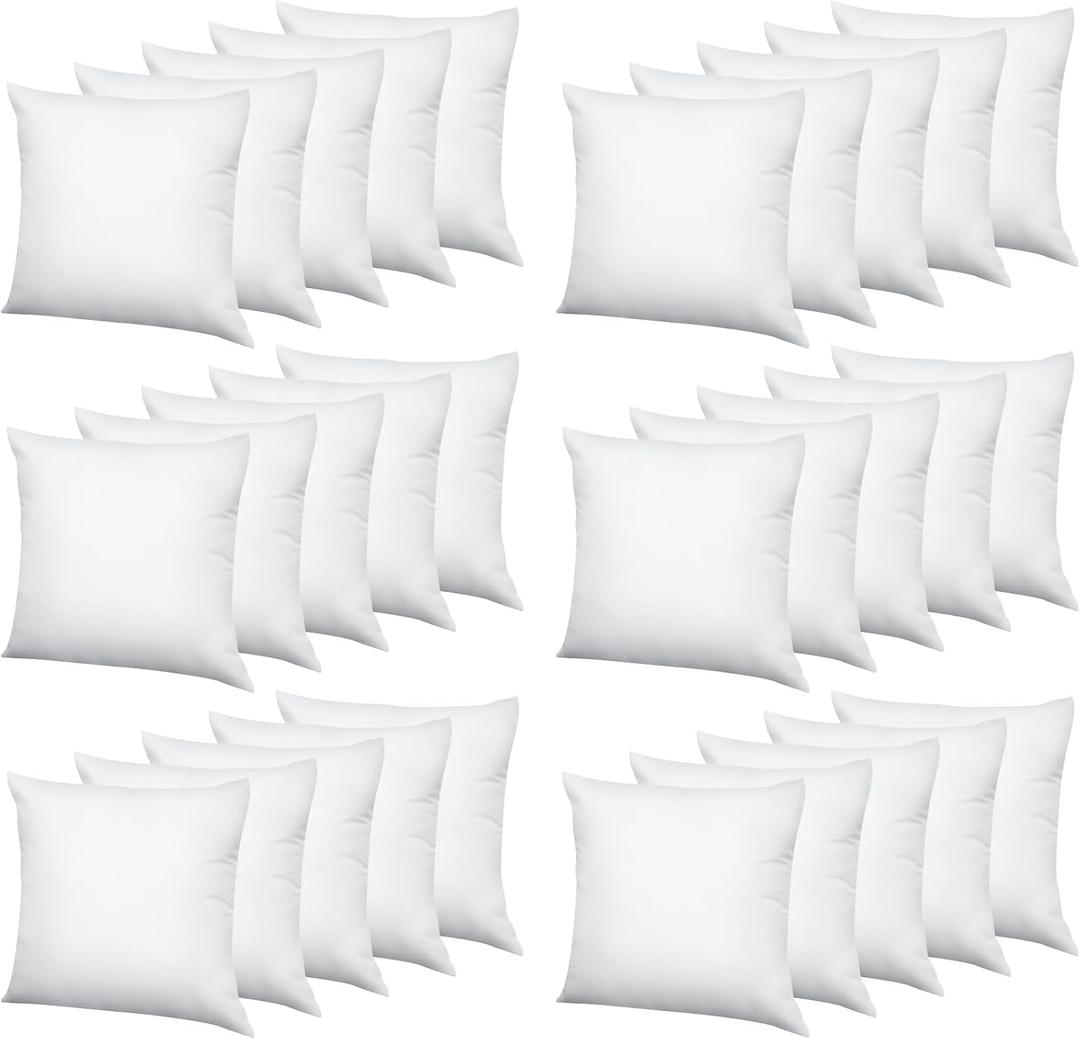 Sintuff 30 Pcs 20 x 20 Throw Pillow Inserts Bed and Couch Pillows for Living Room White Decorative for Couch Soft Fluffy Plump Stuffer Square Indoor Outdoor Cushion Bed Sofa