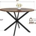 Unovivy 47 Inch Round Dining Table for 4,Space Saving Circle Dining Table with Pedestal Metal Frame,Farmhouse Wood Round Kitchen Table for Living & Dining Room,Rustic Brown