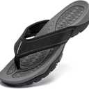 GUBARUN Mens Sport Flip Flops Comfort Casual Thong Sandals Outdoor (12, 81grey Black)
