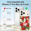 Phone Case for iPhone 17 Pro Max,White Strawberry | Finger Strap StandKickstandAnti-drop, anti-impact, 3D relief printing technology. Suitable for men women