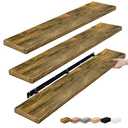 Sorbus Floating Shelves for Wall - 55 Inch Extra-Long Bathroom Shelves, Wall Decor for Bedroom, Kitchen, Living Room, Book Storage - Mounted Floating Shelf with Hidden Brackets (Rustic Brown, 3 Pack)