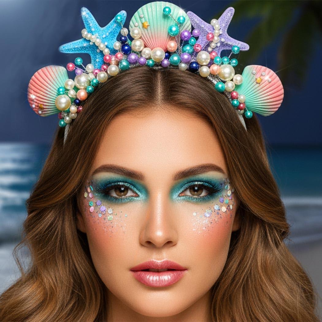 CASDRE Seashell Mermaid Headband Starfish Beach Headpiece Costume Hair Accessories for Women and Girls