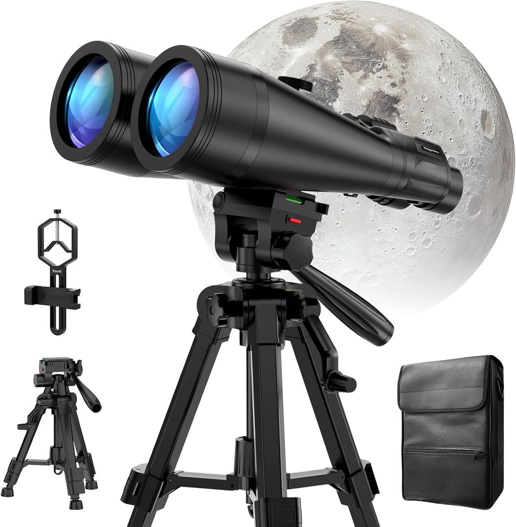 20x80 Astronomy Binoculars for Adults, High Power Stargazing Binoculars with Bak4 Prism, Low Light Vision for Moon Observation & Wildlife Watching, Includes Tripod,Tripod Adapter and Carrying Case
