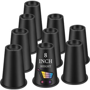 shouwuhho Bed Risers 8 Inch, Heavy Duty Round Furniture Risers Lifts 14" 12" 8" Table, Desk Leg, Sofa, Couch, Adjustable Bed Frame Risers Supports Up to 6,000 Lbs, Black, 9 Pack