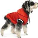 FUAMEY Dog Hoodie, Winter Dog Fleece Sweaters Pet Warm Sweatshirt with Pocket, Soft Warm Christmas Outfit Puppy Vest with Leash Hole for Small Medium Large Dogs Red XS (X-Small(chest:15.4in))