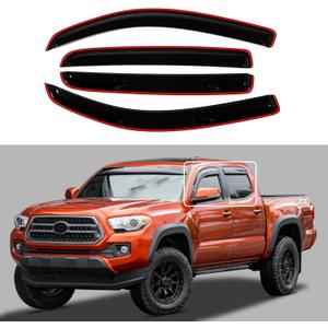 Rain Guards Side Window Visor Vent Outside Mount Fits for Toyota Tacoma Double Cab 2016 2017 2018 2019 2020 2021 2022 2023