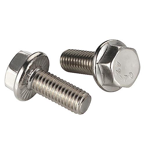 Mellewell 5/16-18 x 1-1/4" Flanged Hex Head Bolts Flange Hexagon Screws, Stainless Steel A2, DIN 6921,