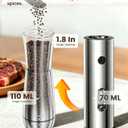 Electric Salt and Pepper Grinder Set - Automatic Stainless Steel Rechargeable Salt and Pepper Grinder Set with Storage Base, Large Capacity, LED Light & Adjustable Coarseness, Ideal Kitchen Gadget