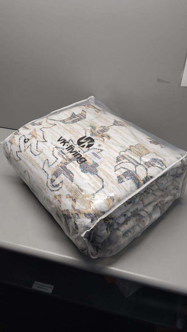 VK VKLIVING 9x12 Area Rug Washable Rugs for Living Room Rug Vintage Design Boho Rug with Non Slip Living Room Rug Bedroom Carpet Stain Resistant, Home Decor, Beige