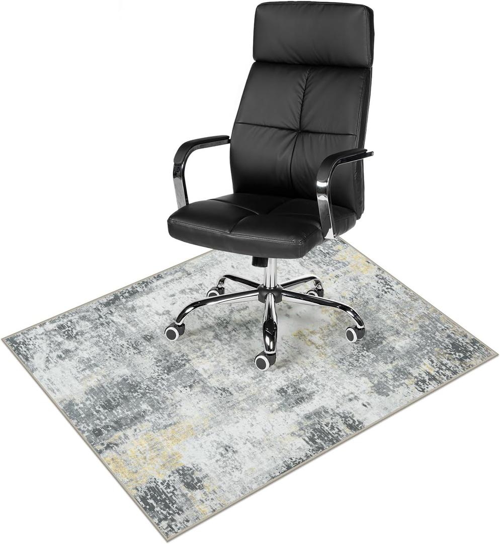Anidaroel 36"x48" Abstract Office Chair Mat for Hardwood Floor, Anti-Slip Desk Chair Mat for Hardwood, Heavy Duty Desk Rug for Office Chairs, Low Pile Office Rugs for Rolling Chairs (Grey)