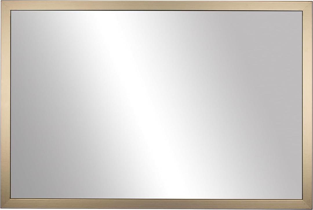 Frame My Mirror Gold Bathroom Mirror for Wall, 32" x 32" Champagne Bronze Bathroom Vanity Mirror, Made in USA, Hangs Horizontally or Vertically, Ellis Design