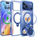 for iPhone 17 Pro Case 2025 (Compatible with MagSafe) (Military Protection) with 360 Spin Stand (DIY Cute Stickers) Anti-Yellow Clear Slim for 17 Pro Phone Case 6.3", Blue