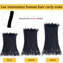 100% Real Human Hair 0.4cm Width 12 Inch Loc extensions Human Hair with Curly Ends 30 Strands Full Handmade Dreadlock Extensions Can be dyed and bleached for Men Women Kids