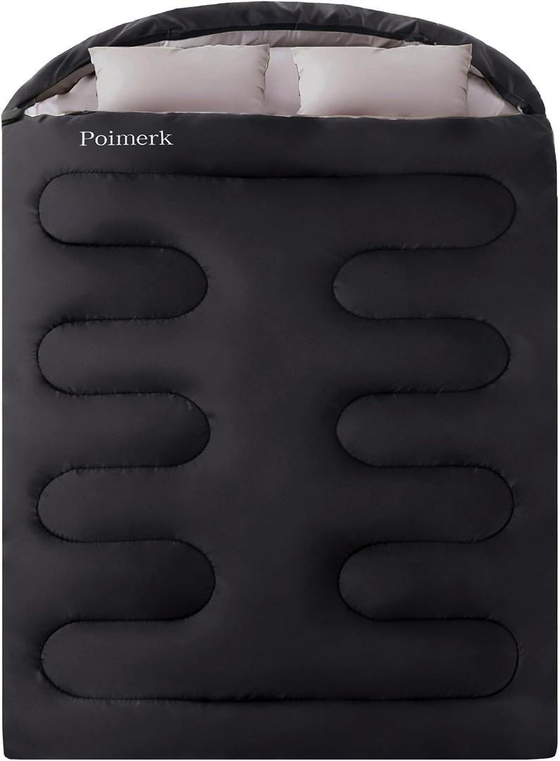 Double Sleeping Bags for Adults Camping with 2 Pillows Queen Size