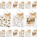 SilTriangle 30 Pcs Western Cowboy Clear Gift Bags Reusable Party Favor Goodie Treat Snack Bag Bulk with Handles Ribbon PVC Howdy Cowboy Boot Party Supplies for Birthday Bachelorette Baby Shower