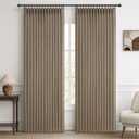 Extra Wide 70 Inch Natural Linen Blackout Bedroom Curtains 90 Inches Long 2 Panels Set, Memory Trained Pinch Pleated Thermal Curtain Room Darkening Soundproof Farmhouse Dual Layer Windows Drapes Burg