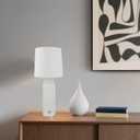 Cordless Modern Resin Table lamp, Fluted Column Base, 5200-mAh Rechargeable Battery, 3-Level Brightness, Build-in Integrated LED 320 Lumen Max, for Bedside Desk Nightstand Light