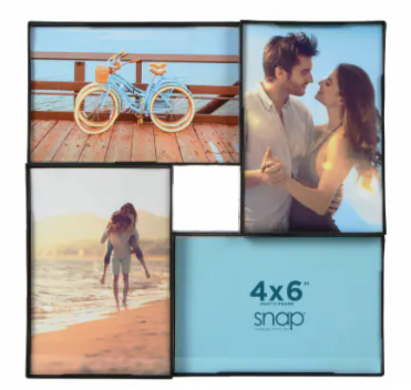 Snap® 4 Opening 4x6 Front Load Collage Photo Frame - Black