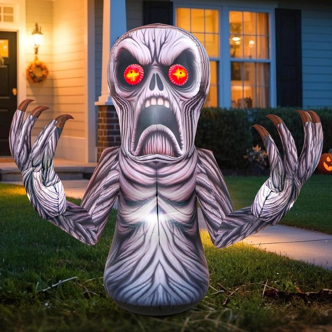 7FT Halloween Inflatables Scary Monster: Horror Skeleton Demon Halloween Inflatable Outdoor Decorations, Skull Devil Blow Ups Yard Decor, with Built-in LED Lights for Lawn Garden Indoor Party