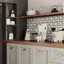 Peel and Stick Wallpaper Geometric Boho Wallpaper Black Beige Contact Paper 393 "x17.3 Self-Adhesive Wall Paper Vintage for Bedroom Waterproof Removable Shelf Liner Decal Vinyl Roll