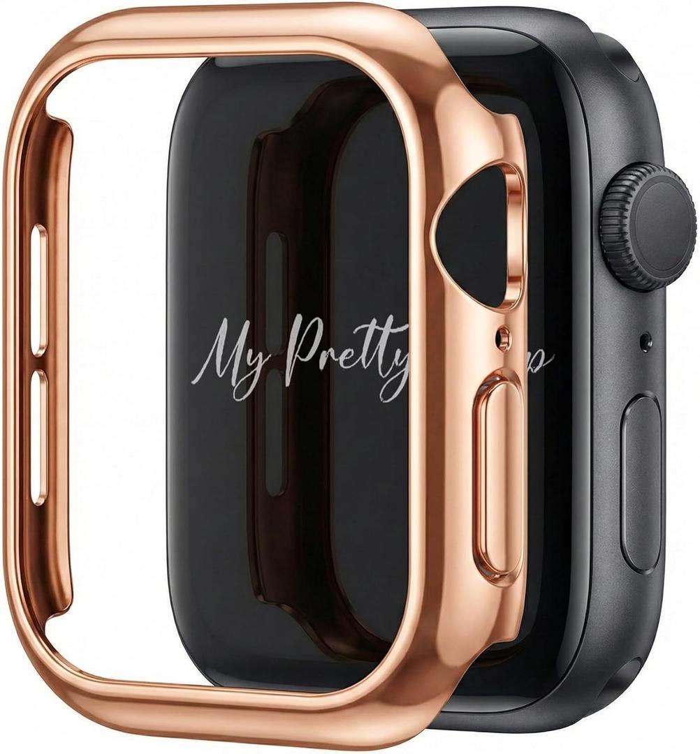 My Pretty Strap Glossy XOXO Protective Case for Apple Watch  Luxury Metal Cover for Women, Scratch-Resistant  Compatible with Apple Watch 38/40/41/42/44/45/46mm/49mm Gold, Rose Gold, Silver