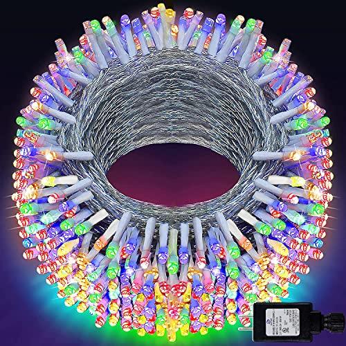 KNONEW 197FT 500 LED Christmas Lights Outdoor String Lights 8 Modes & Memory Fairy Light Plug in Waterproof LED String Lights for Xmas Yard Tree Wedding Party Holiday Decorations (Multicolor)