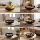 Ceramic Fruit Bowl for Kitchen Counter - 10" Decorative Bowl, Acacia wood baseLarge Decorative Bowls for Home Decor - Modern Key Bowl for Entryway Table - Pedestal Bowl for Keys Blue