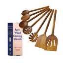 Non-Toxic Wooden Spoons for Cooking– 7-Piece Kitchen Utensils Set, Glue-Free & One-Piece Cooking Utensils, Natural Wooden Utensil Set with Plant-Based Finish, Free of Forever Chemicals