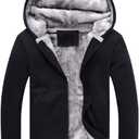 PUWEI Women's Winter Warm Fleece Jackets Thick Sherpa Lined Zip up Hoodies Heavyweight Sweatshirt Coat (X-Small, Black)