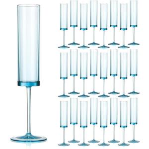 24 Pack Acrylic Blue Champagne Glasses 5.4 OZ Cocktail Glasses Classy Champagne Flutes Blue Wedding Toasting Glasses Wedding Table Decorations Bachelorette Parties Bridal Shower Decorations