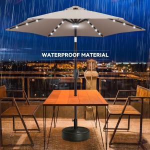 Ackmizz 11ft Solar Umbrella Outdoor – Lighted Table Patio Umbrella with 40 LED Lights Waterprool Uv Protection Taupe