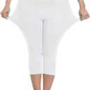 VOGUEMAX Women's Capri Leggings Plus Size Stretch and Comfy High Waisted Three-Quarter Leggings Plus (XXL)