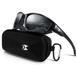 suoso Sports Polarized Sunglasses for Men: Womens UV400 Protection Sun Glasses Wrap Around Goggles for Fishing Driving TR90 (C02-black)