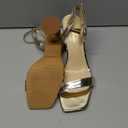 Athlefit Chunky Heels for Women Block Heeled Sandals Square Toe Ankle Strap Fashion High Heels for Prom (9.5, Gold)