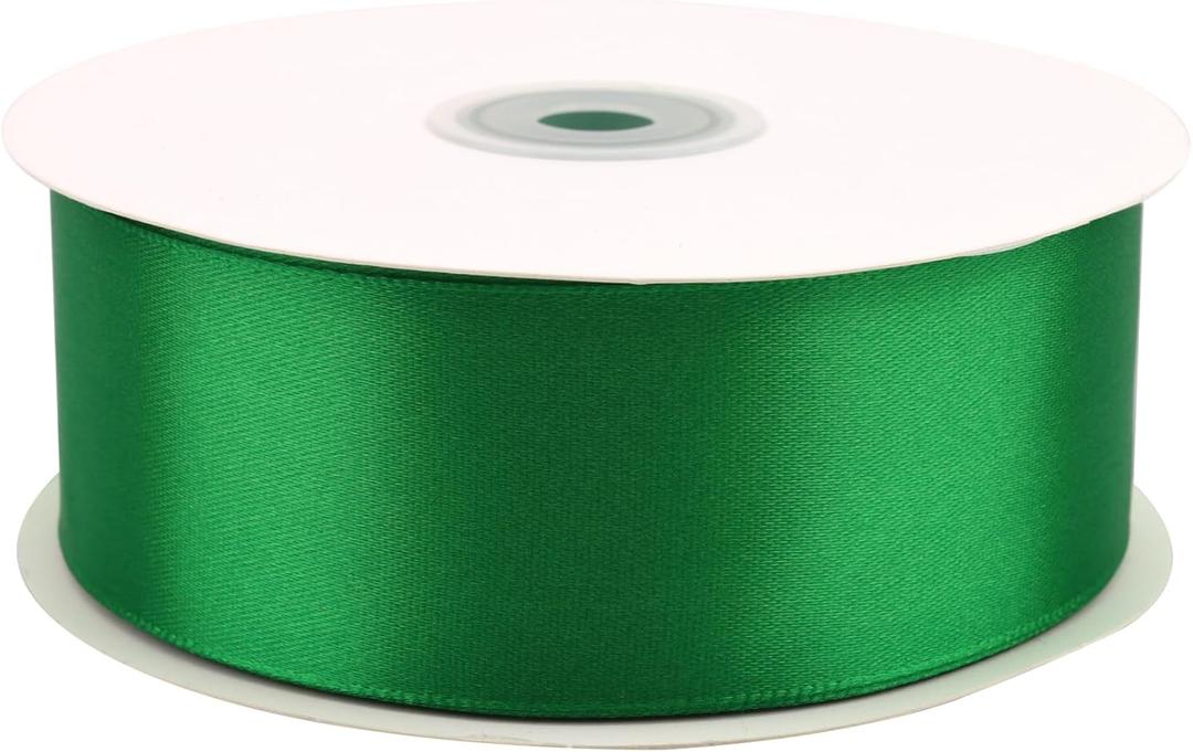1.5 Inch Green Polyester Ribbon - 50 Yards Bulk Spool for Gift Wrapping, Wedding Decor, Bows, Crafts - Soft & Fray Resistant