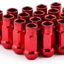 Muge Racing M12x1.5 Bulge Acorn Open End Wheel Nuts - 20 PCS, 12mmx1.5, Red Lug Nuts Set with 1 Key for Toyota, Honda, Ford, Chevrolet, Mitsubishi, Mazda, KIA, Hyundai, Buick