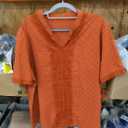 BETTE BOUTIK Women Short Sleeve Boho Tops Summer Dressy Casual Shirts Trendy Western Blouses, Bright Orang 2XL