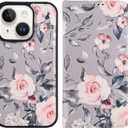 for iPhone 14 Plus Wallet Case,Detachable Flip Folio Cover RFID Blocking 4 Card Slots Holder Premium PU Leather Magnetic Kickstand Protective Phone Case 6.7" Elegant Pink Floral