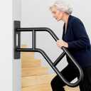 Upgraded Hand Rails for Outdoor Steps, Stair Railing Indoor & Outdoor, Hand Rail Wall Mount Stair Hand, U-Shaped Stair Handrails for 1-3 Steps, Handrail for Kids, Elderly, Pregnant Women and Disabled