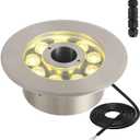LED Fountain Lights Warm White Outdoor Submersible Light 18W 12V AC DC Stainless Steel Materials IP68 Waterproof Landscape Underwater Light for Outdoor Pond Garden Patio Backyard