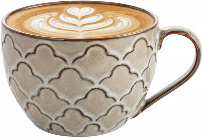 Ceramic Extra Large Coffee Mugs with Handles, 24 oz Coffee Cups, Large Soup Mugs for Cappuccino, Ramen, Oatmeal, Soup Mugs with Handles, Dishwasher and Microwave Safe(Reactive Glaze Grey)