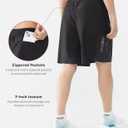 Cosmolle Men's 7" Quick-Dry Hiking Shorts UPF50+ Reflective, Lightweight 3 Zipper Pockets Stretch for Running Gym Outdoor (Black, XXL)