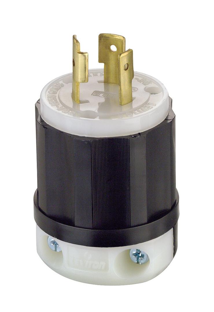 Leviton Locking Plug, 20 Amp, 125 Volt, Extra-Heavy Duty Industrial Grade, Black & White, 2311 (One Size)