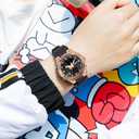 findtime Womens Digital Watch Sport Waterproof Watch Analog Military Tactical Watches LED Backlight Alarm Stopwatch Wrist Watches, Black Rose Gold