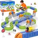 101PCS Magnetic Train Set with Electric Train, Track Fusion Train STEM Learning Race Track with Traffic Signs & Magnetic for Boys Girls Ages 5-14, Kids Toys, Birthday Gifts(Large), Valentine Gift