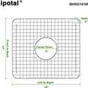 14 in. x 16 in. Centre Drain Kitchen Bottom Grid with Supersoft Silicone Feet in 304 Grade Stainless Steel