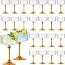 24PCS Plastic Martini Glasses, Gold Stem Disposable Coupe Cups, 10 oz